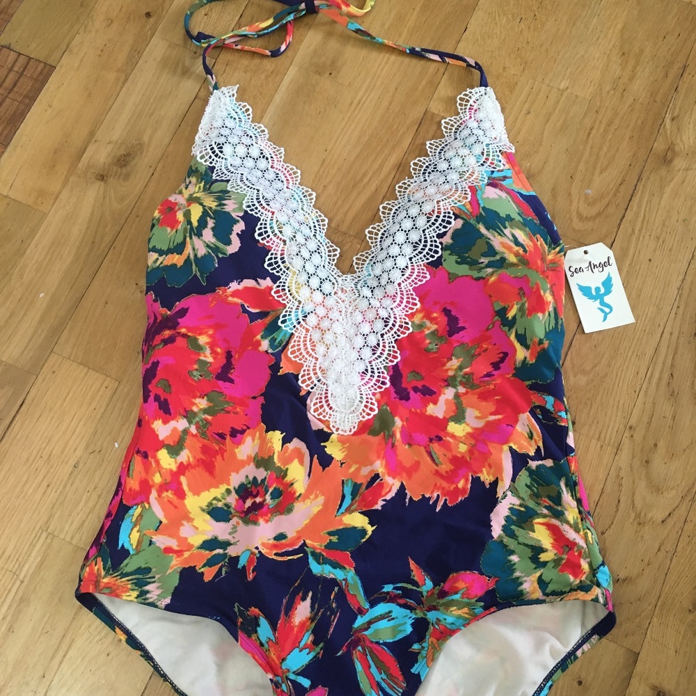 Sea Angel Floral one piece halter swimsuit